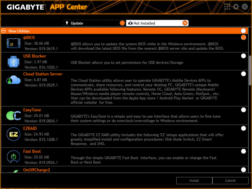 Gigabyte app center utility