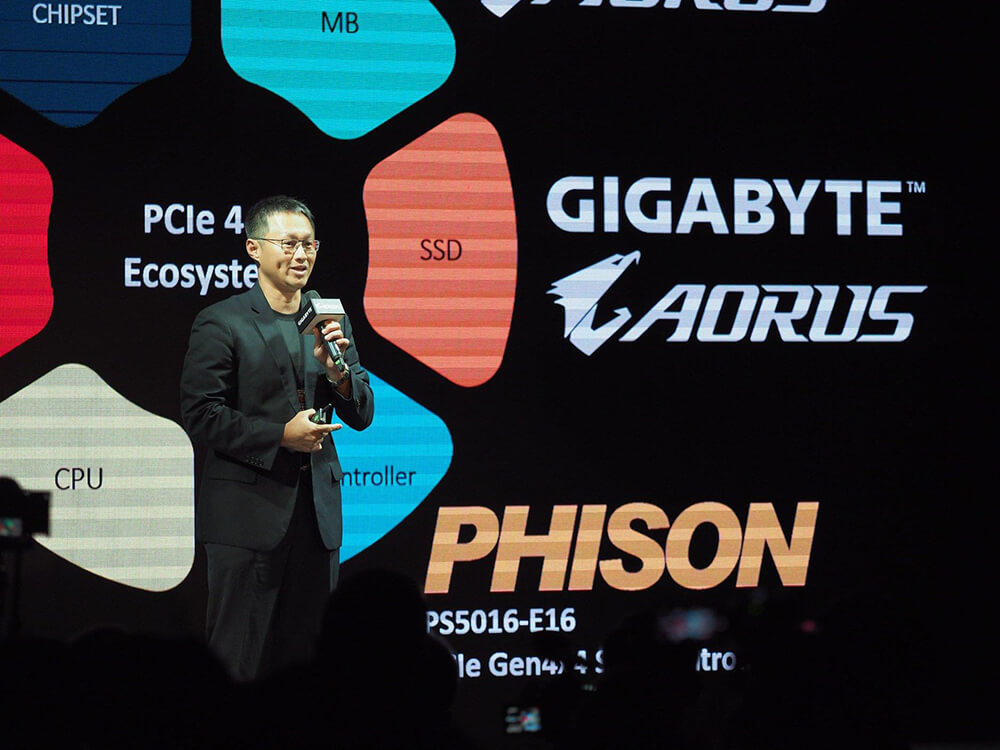 K.S. Pua (the Chairman & CEO of Phison) introduced the PCIe 4.0 Ecosystem between AMD, GIGABYTE AORUS and Phison