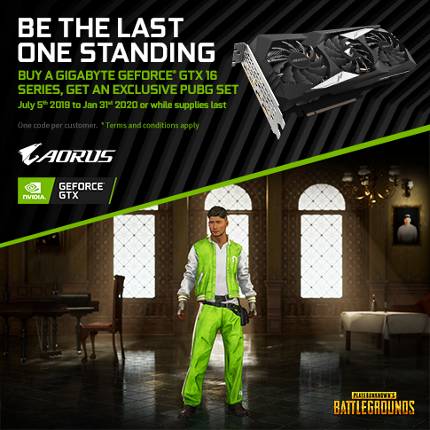 【APAC】Buy a Qualifying GIGABYTE GTX 1660 Ti, 1660 Super, 1660 or 1650 Graphics Card, and get an exclusive GeForce PUBG in-game code