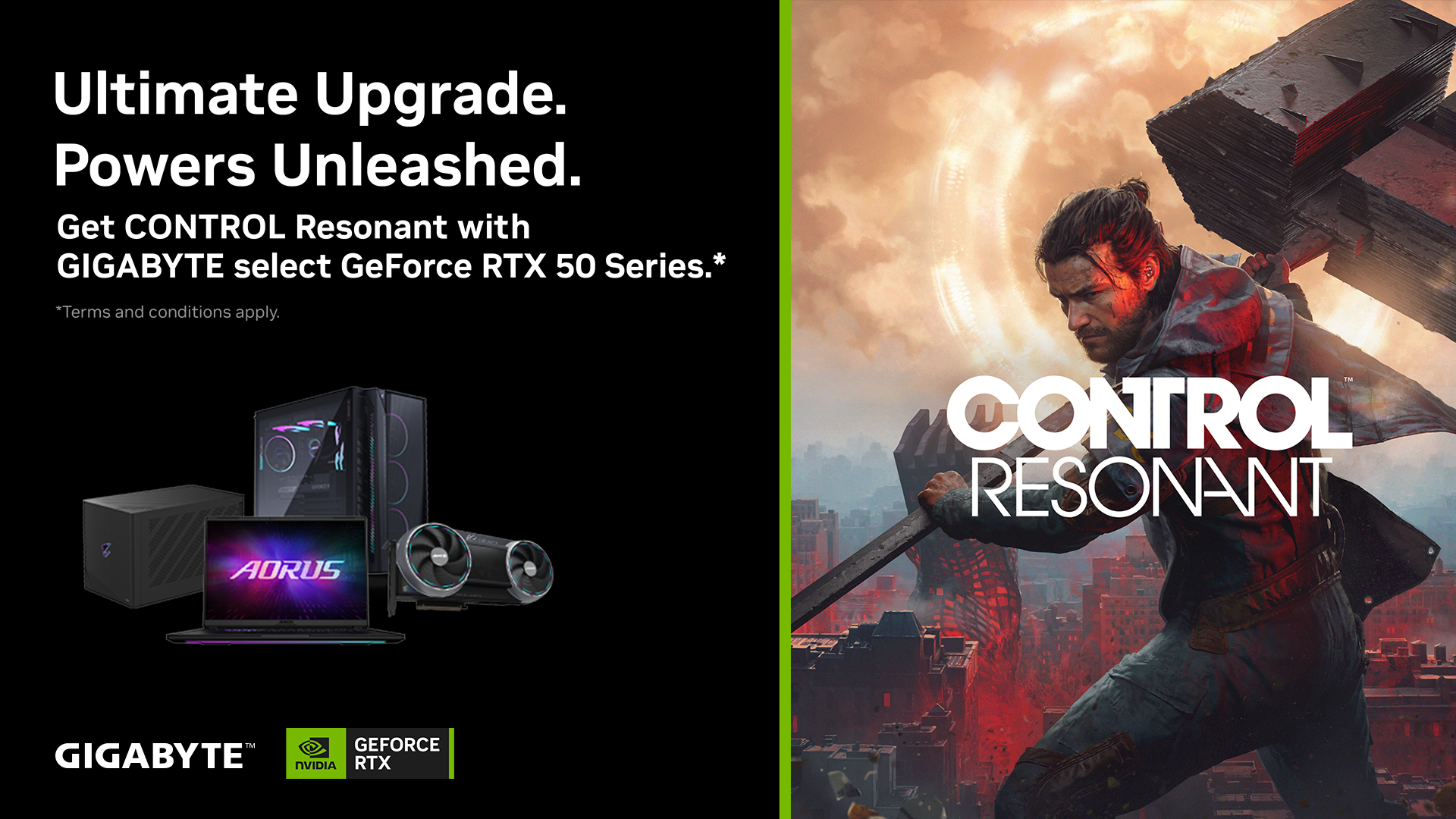 技嘉攜手 NVIDIA 推出 GeForce RTX™ 50 系列 《CONTROL Resonant》遊戲套裝，全面升級遊戲體驗